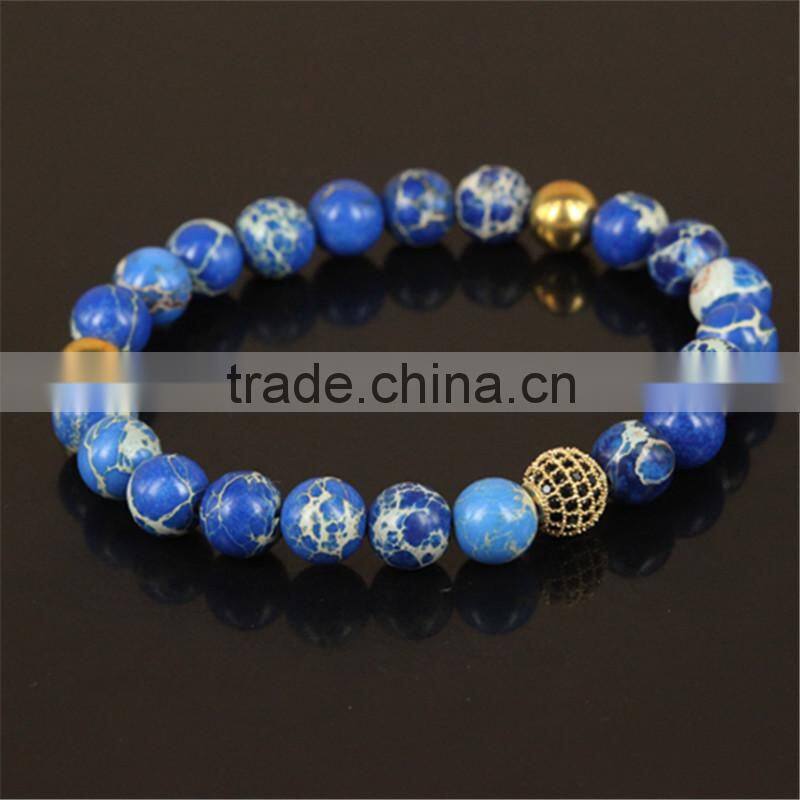 kjl-cst7 wholesale New design charm gold microscope beads men bracelet natural 8mm regalite stone beads women bracelet