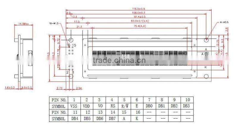 Character LCD Module for Testing equipment/ Mono LCD