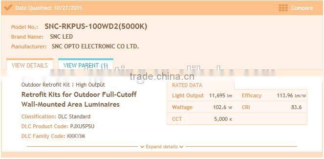 110LM/W High quality led retrofit kit 100w dlc ul approved