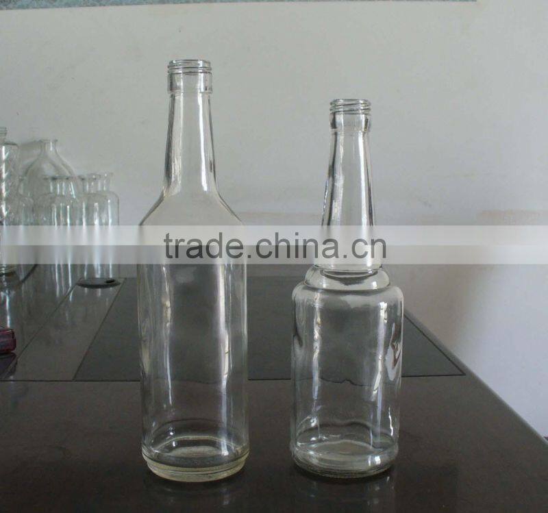 round high quality clear glass botles for liquor, wine glass bottles wholesale