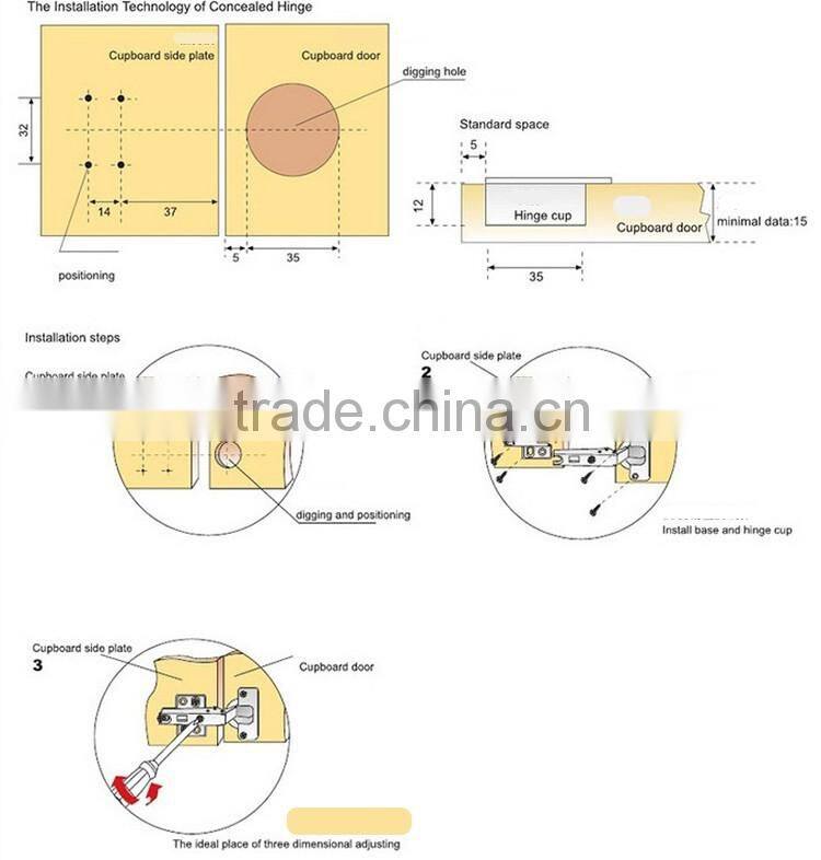 China supplier hot sale concealed hinge , kitchen cabinet concealed hinges