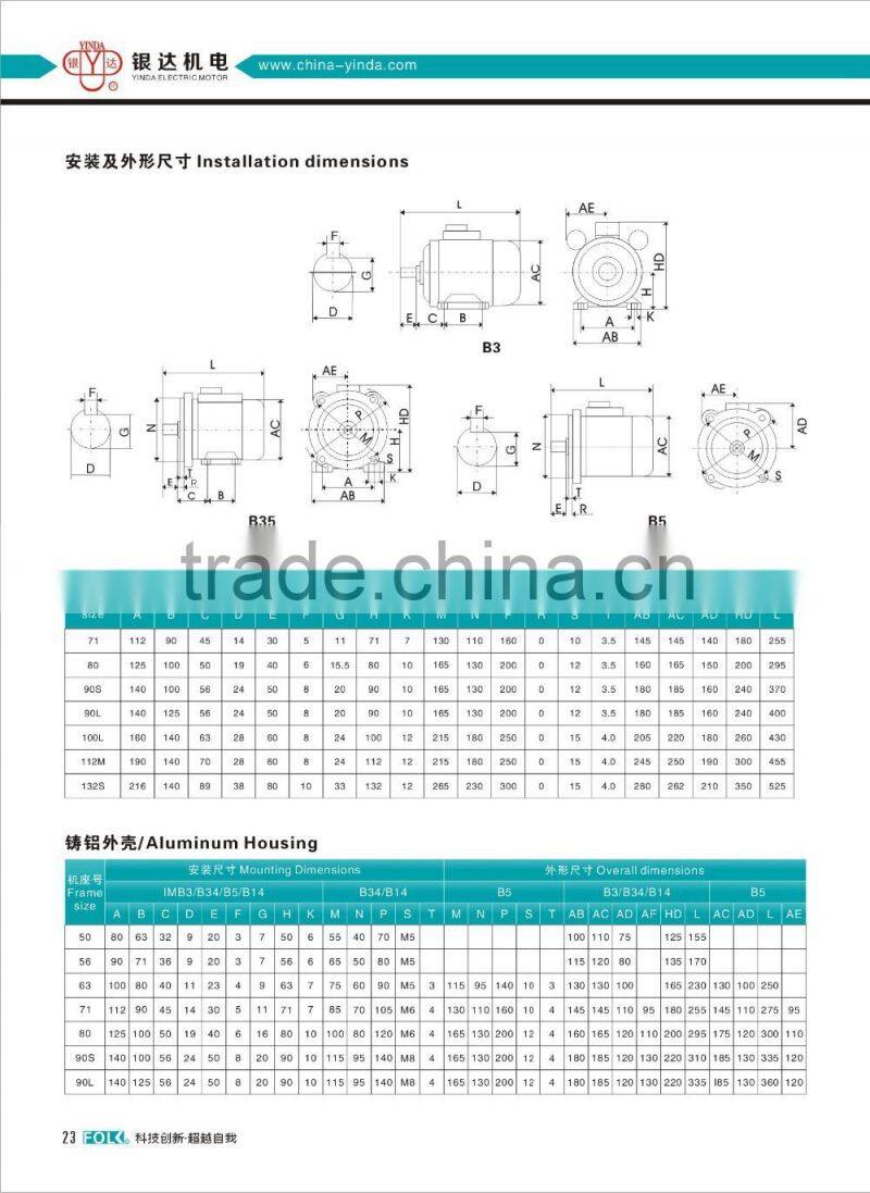 YC,YL,YY,JY single phase two speed electric motor
