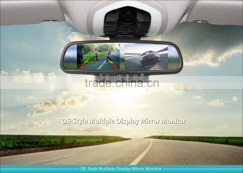 multiple display rearview mirror with triple/double monitor 4/6 videos input special for truck and trailer