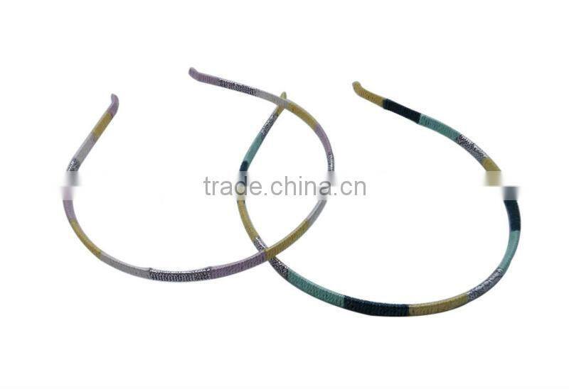 fashion glitter thread and cotton thread wrapped hard hairbands