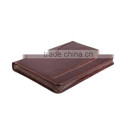 Boshiho dark brown crazy horse cowhide leather portfolio folder