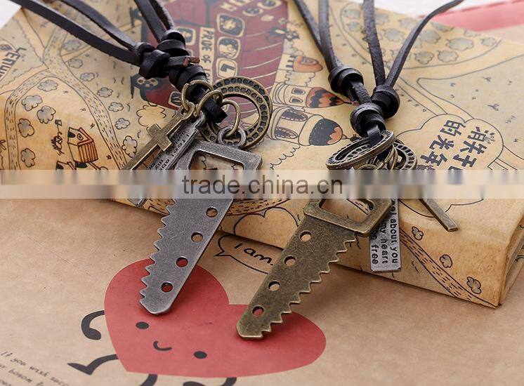 N0016 wholesale Scissors leather necklace fashionable design latest necklace