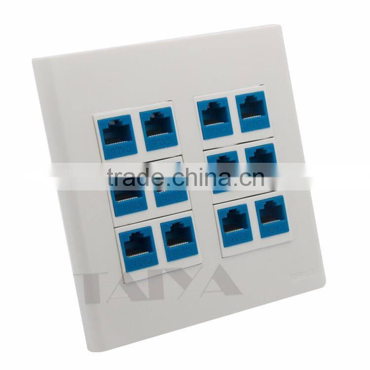 120 X 120mm face plate 12 Ports CAT6 rj45 female to female wall plate network wall plate support customization