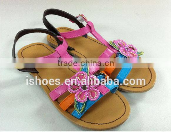 Flower decorative latest ladies flat sandals