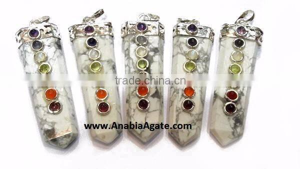 Black Jasper Chakra Flat Stick Pendant With Chakra Cabs : Wholesale Gemstone Chakra Pendants for sell