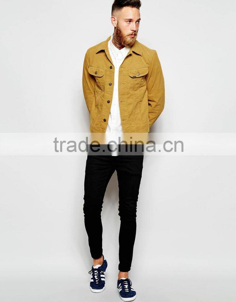 high quality Man tan color corduroy jacket coat (LOTJ326)