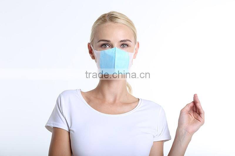 Ecoma 2016 New Product Antiviral three-dimensional Face Masks with Earloop, Latex Free, Blue