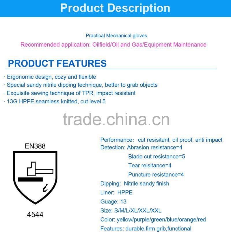 QL knitted hand firm grip mechanic rubber gloves