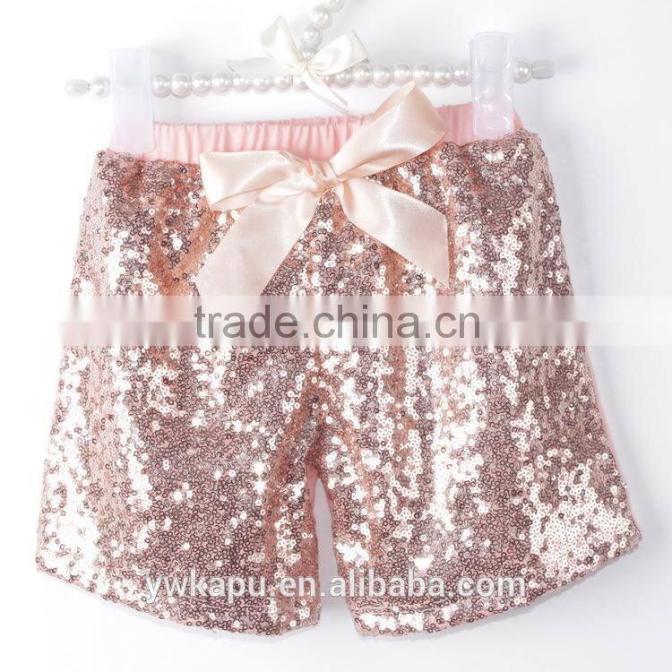 Kapu art & craft firm wholesale high quality children shiny summer kids elastic sequin shorts for 0-8 years