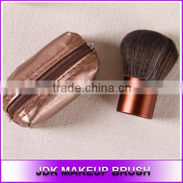Kabuki style Professioanl make up brush with makeup bag, Brown Kabuki brush goat hair