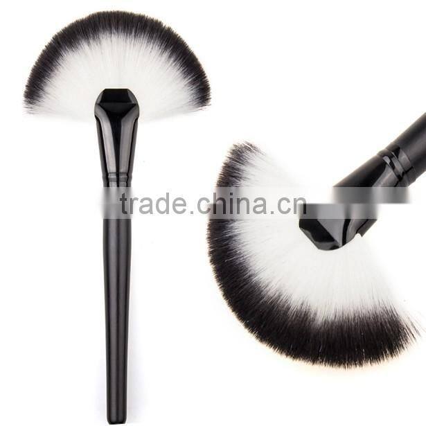 Black handle single fan powder brush make up brush wholesale
