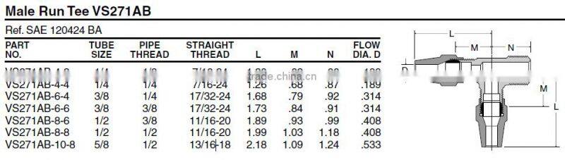 871 Male Run Tee,Air Brake Fittings for Copper Tube,Brass valve