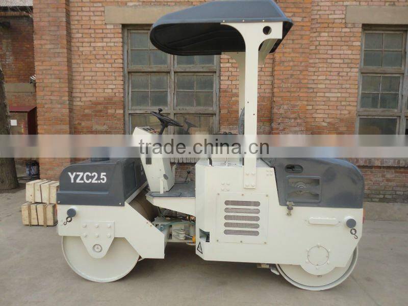 Compact and Utility 2.5 Tons YZC2.5 Double Drums Vibratory Rollers for Road Construction