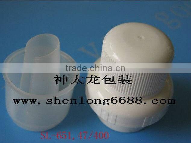 SL-653,42/410 plastic screw bottle cap with plug for laundry detergent bottle