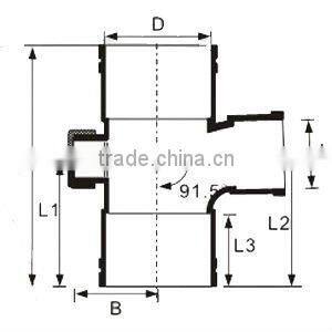 plastic reducing tee bdoor DIN/BS /UPVC reducing tee