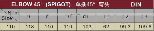 UPVC elbow 45 spigot DIN/BS / 45 Elbows