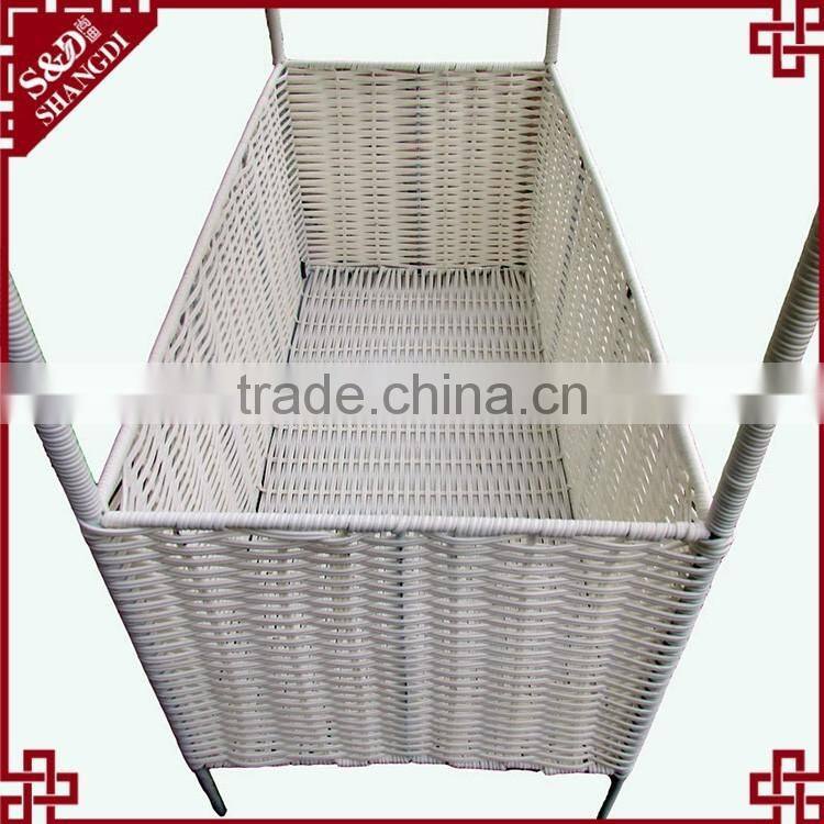 S&D handicraft 3-layers PE rattan palstic white hanging storage rack shelves