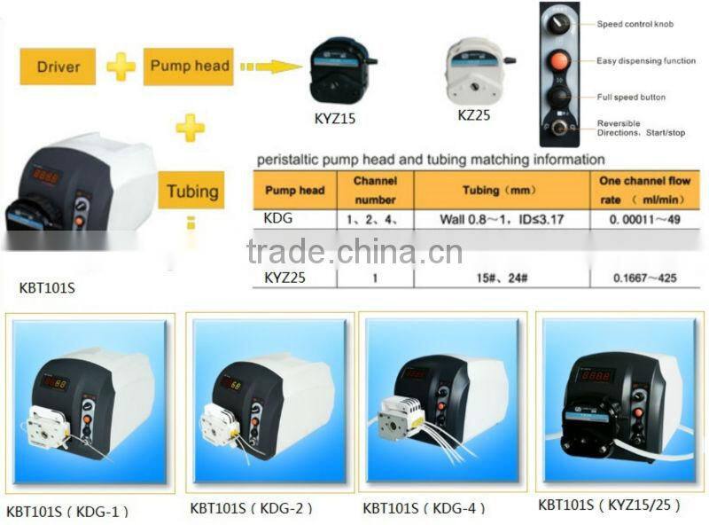 KBT101S/DT10-18 Plastic case wholesale Variable Flow Speed Peristaltic Pump for Water Dosing Pump Fluid 0.0002~82(ml / min)
