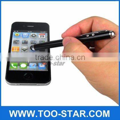 Universal 3 in 1 capacitive touch screen stylus pen with laser pointer and flashlight