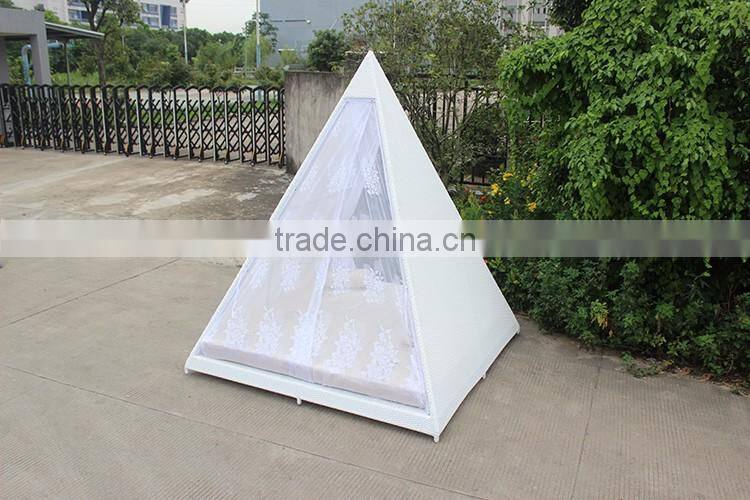 Home Rattan Furniture Pyramid Shape Bedroom White Mesh Bed