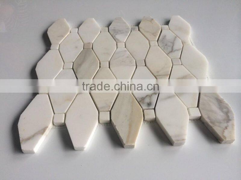 railway shape calacatta gold marble mosaic