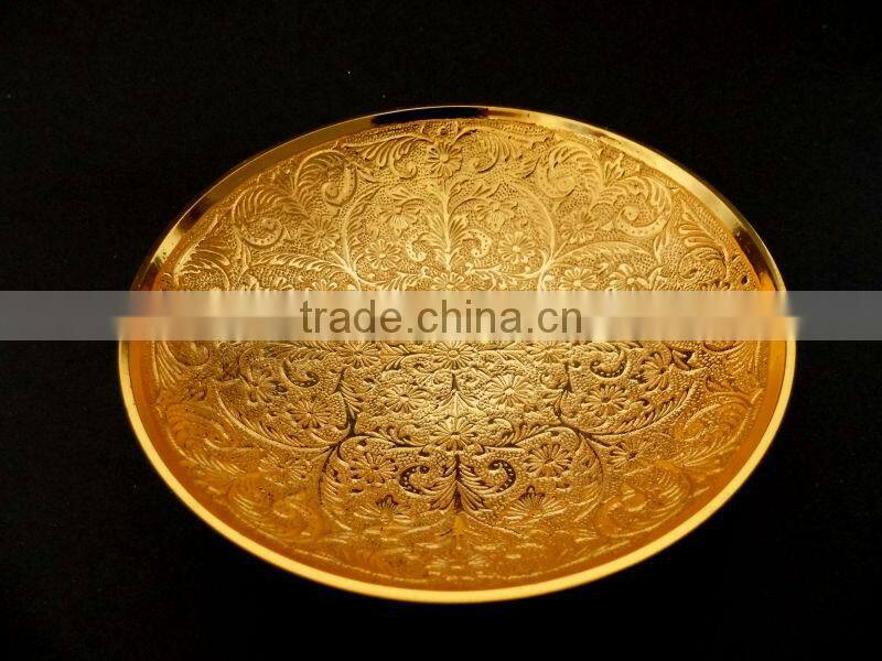 New design home decoration gift item set beautiful hand carved silver plated gift bowl spoon set