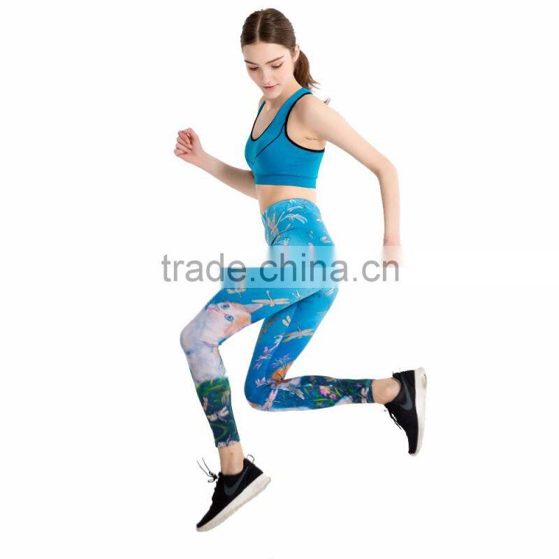 Amazon Best Saller Printed Women's Lightweight Printed Full Ankle Length Leggings for Summer(custom logo)