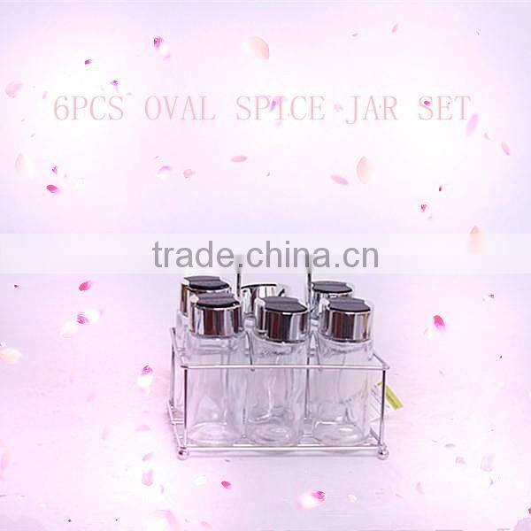 high quality glass spice jar set with rack