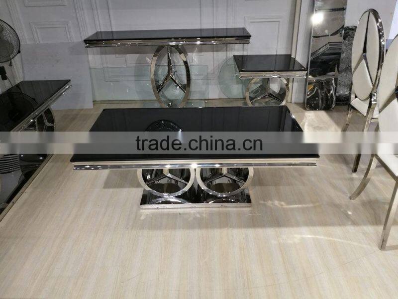 Black tempered glass top center coffee table design