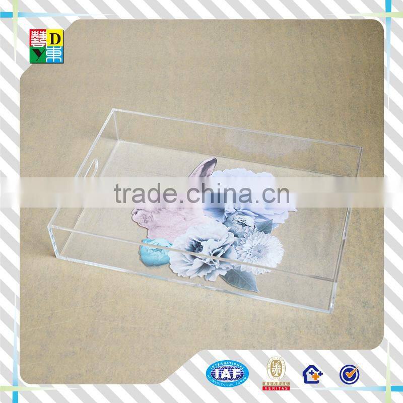 2016 custom design acrylic serving tray hot sale acrylic food tray PMMA acrylic tray with insert wholesale pricce
