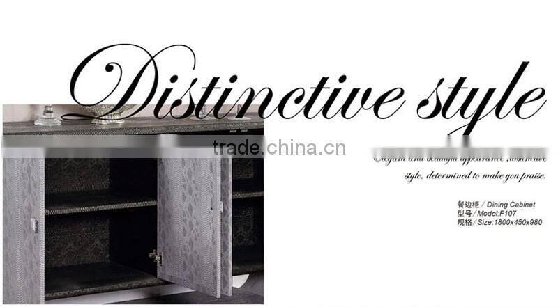 modern dining/kitchen cabinet/sideboard with stainless steel frame F107