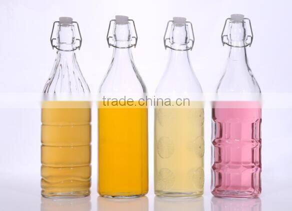 500ml 1000ml Clear Glass Juice Bottle with Airtight Swing Top