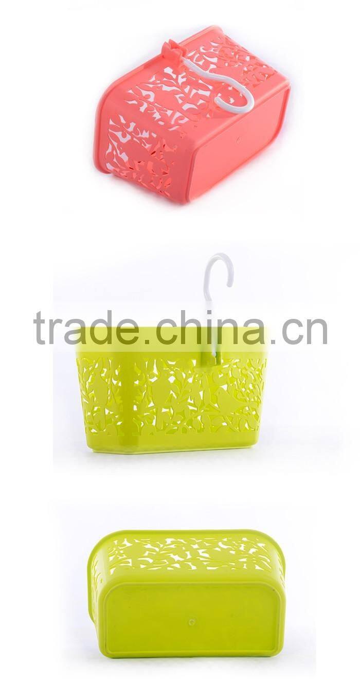 emc plastic baskets with hook, decorative plastic baskets with hook, wholesale plastic hanging storage baskets