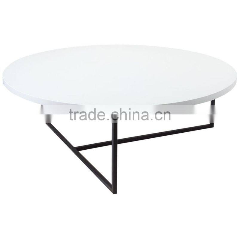 Euro Style white highlight lacquer round coffee table