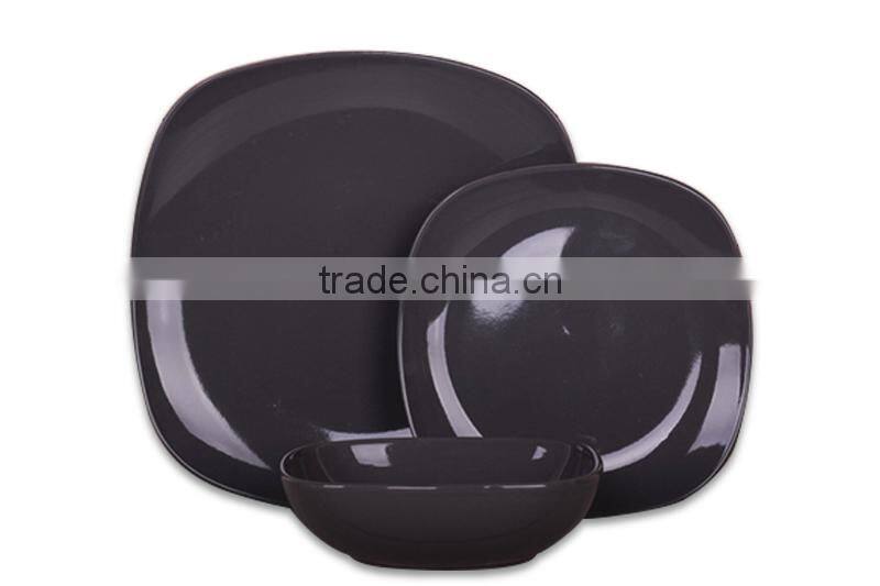 Black Simply Square 16 Piece Stoneware Dinner Set-service for 4 persons