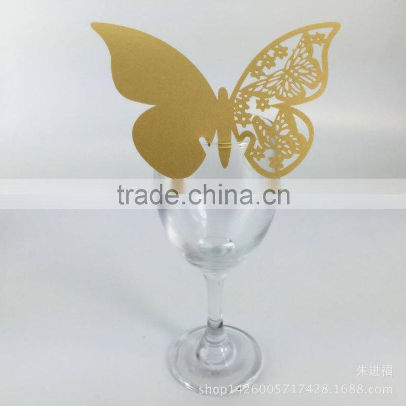 party favors supplier wine glass card laser cut wedding invitation card
