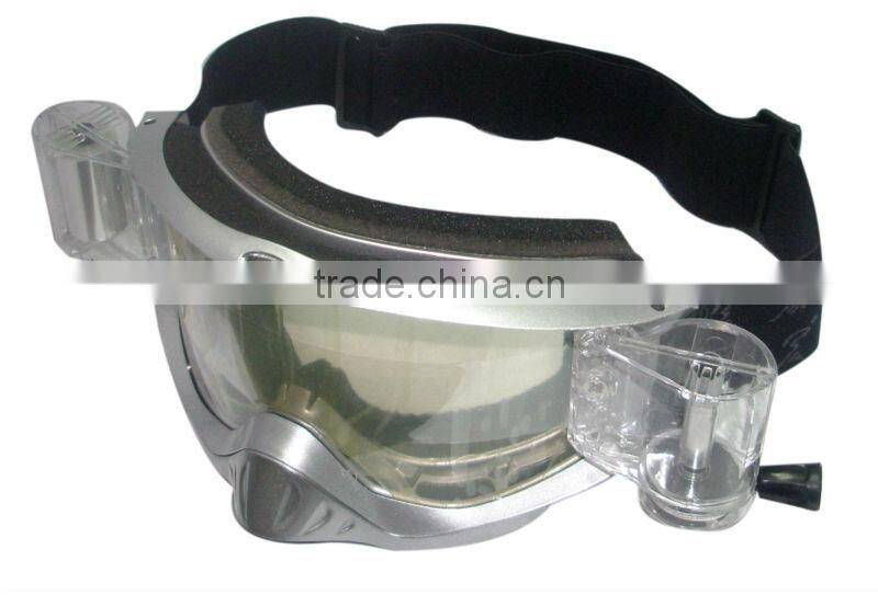 Double layer, anti-fog lenses, 100%UV dual adjustment high quality motorcross goggles, ski goggles
