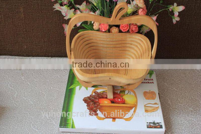100% Bamboo Made Apple Shape Folding Fruit Basket