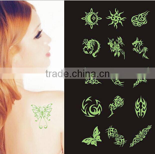 Wholesale Custom Fluorescence tattoo sticker Bar Temporary tattoo sticker
