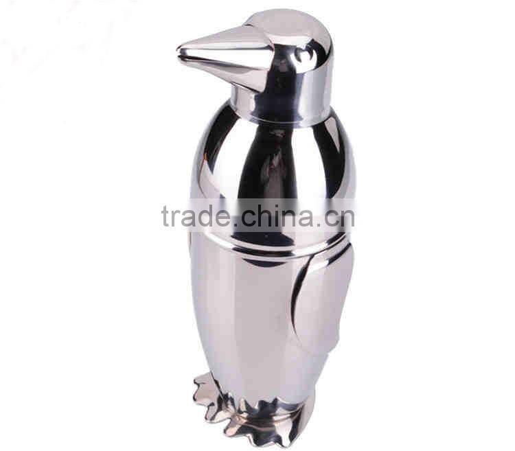 stainless steel penguin shape cocktail shaker