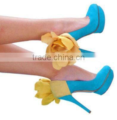 SC010 2013 Fashion orange handmade ladies heel shoe covers with flower