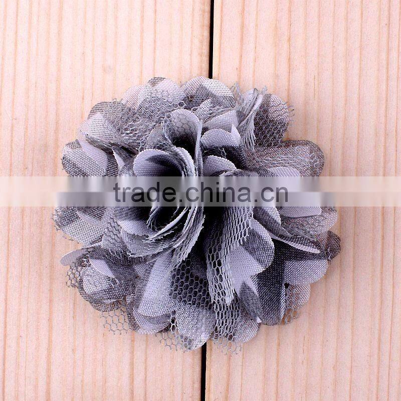 fabric and mesh flower clip for kids hair accessories