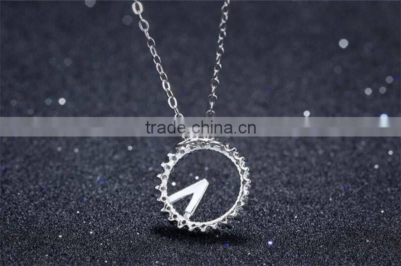 Latest wall clock shape design 925 sterling silver circle pendant