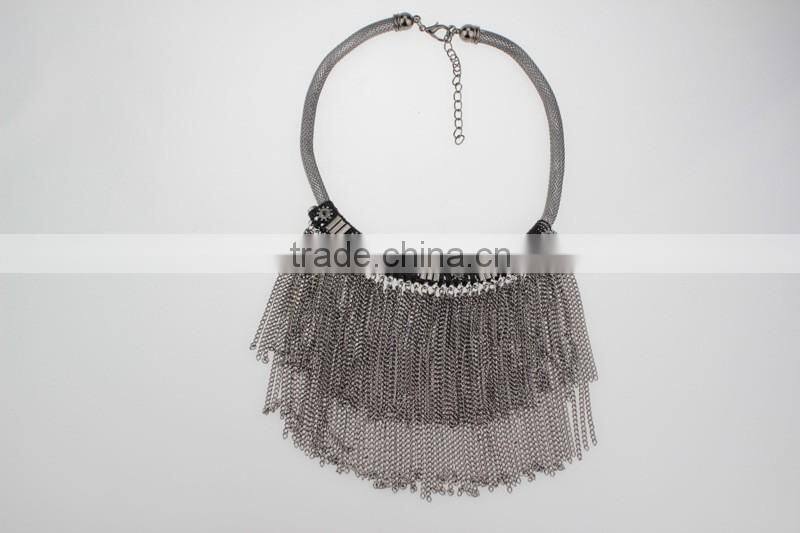Baroque style metal chain tassel ethnic necklace jewelry for women