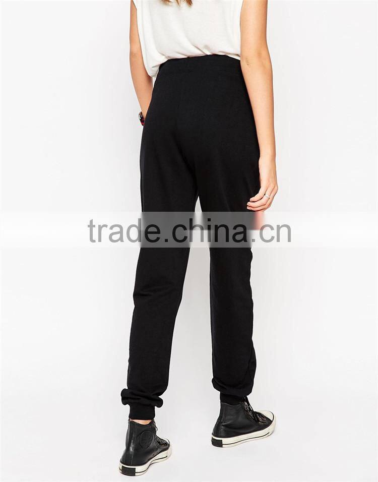 Womens new fashion casual jogger pants & trousers blank black