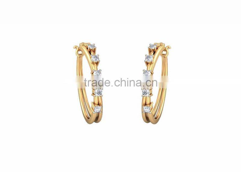 Gold Plated Zirconia Hoop Earrings